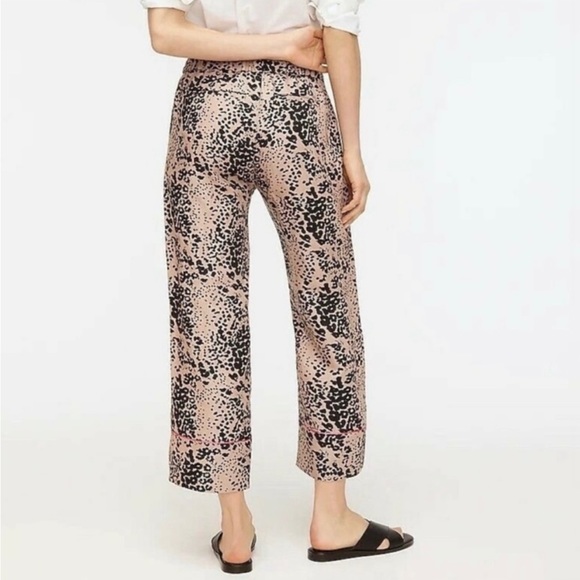 NWT J.Crew Peyton Leopard Print, Linen Blend, High Rise, Cropped Pants, Size 2. - Picture 2 of 10